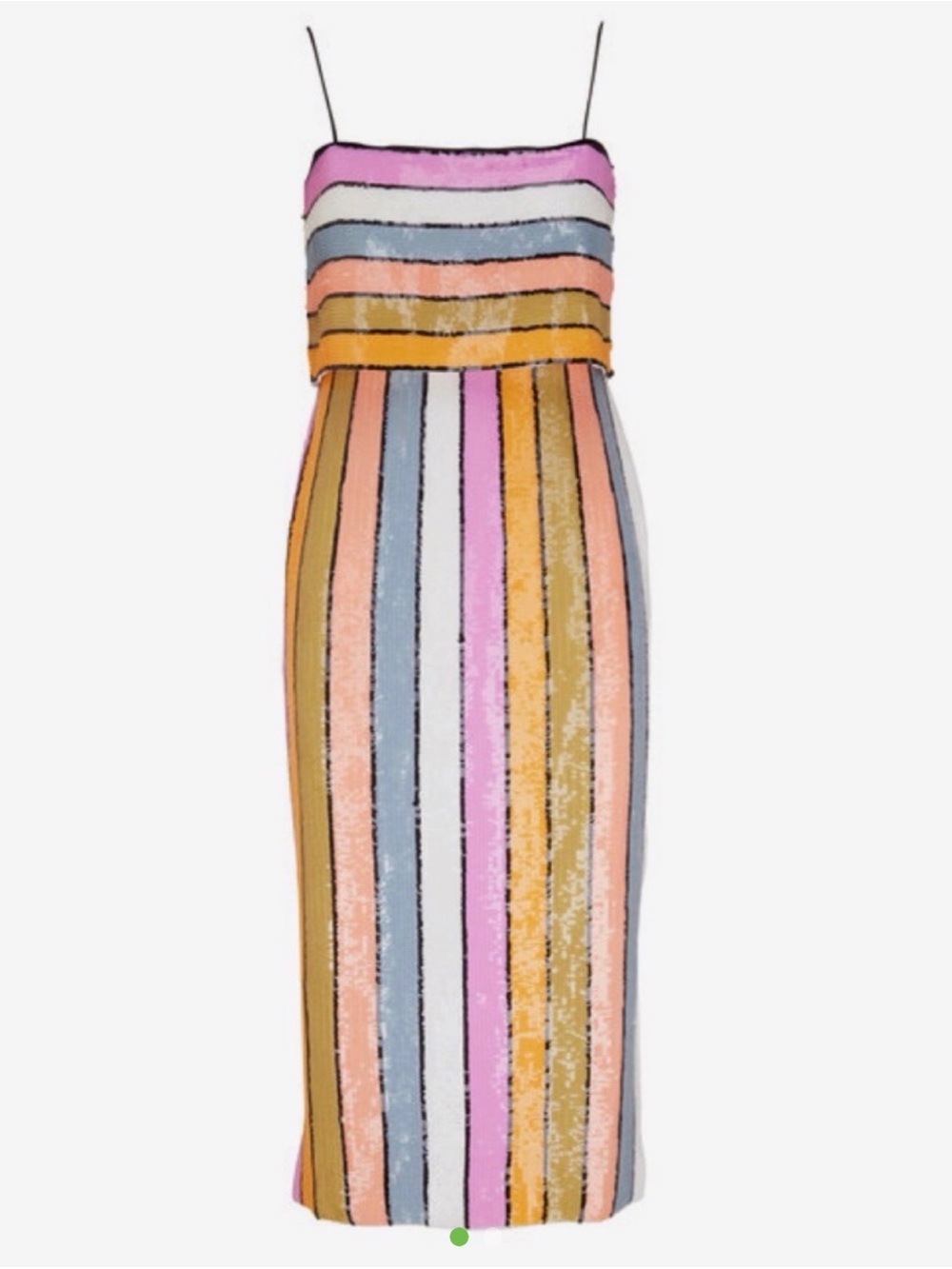 Veronica Beard Multi-Stripe Spaghetti Strap Midi Dress in Pink, Blue & Gold